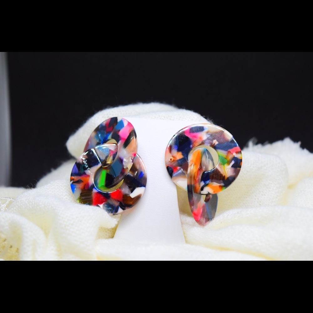 tortoise design double loop earring/cartridge/hoop